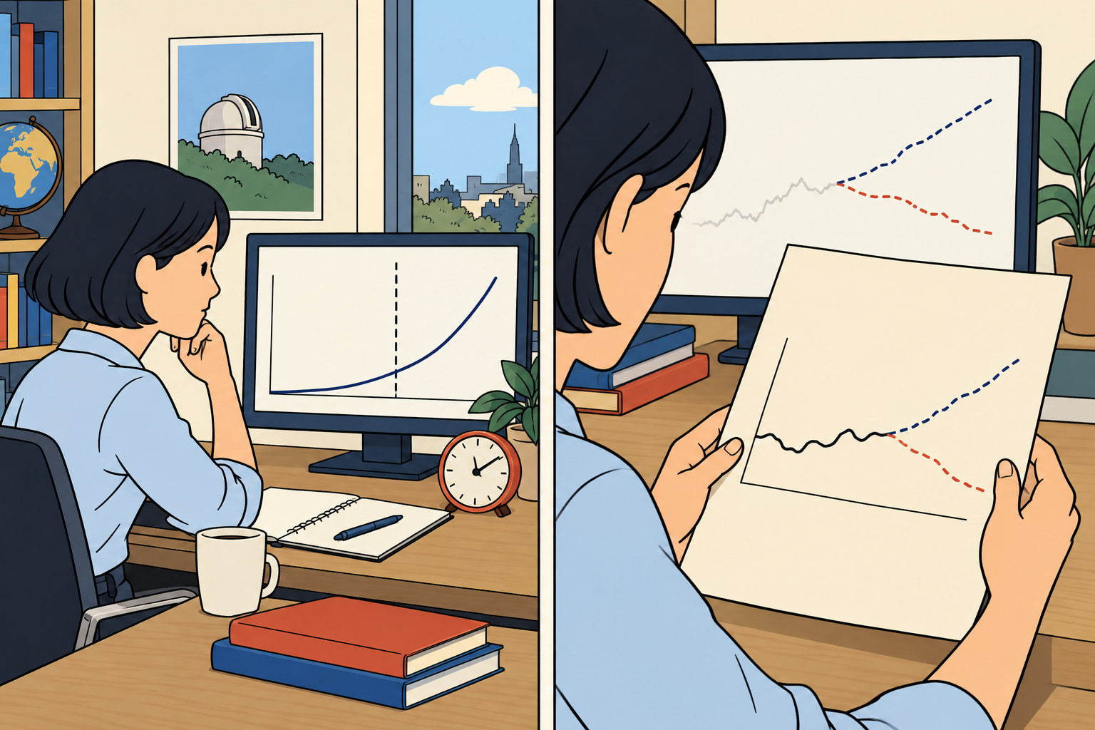 两格漫画:观察期权曲线和时钟,思考提前行权决策